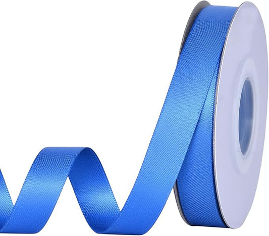 YAMA Royal Blue Double Faced Satin Ribbon 5/8 Inch 25 Yards Royal Blue Fabric Ribbon for Gift Wrapping Crafts Hair Bows Wedding Party Decoration