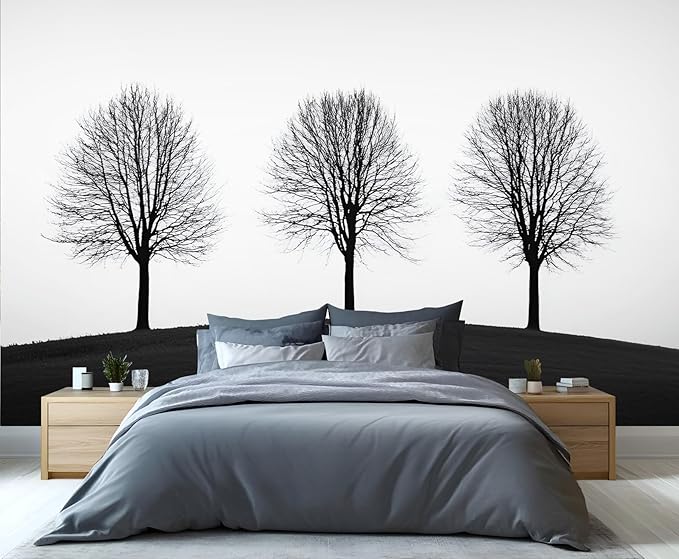 KIREUPA Minimalist Tree Wall Mural, Elegant Tree Silhouette Poster 3d Wall Murals, Modern Forest Wallpaper Mural, for Living Room Bedroom Large Wallpaper Indoor Decor 59" W x39.4 H
