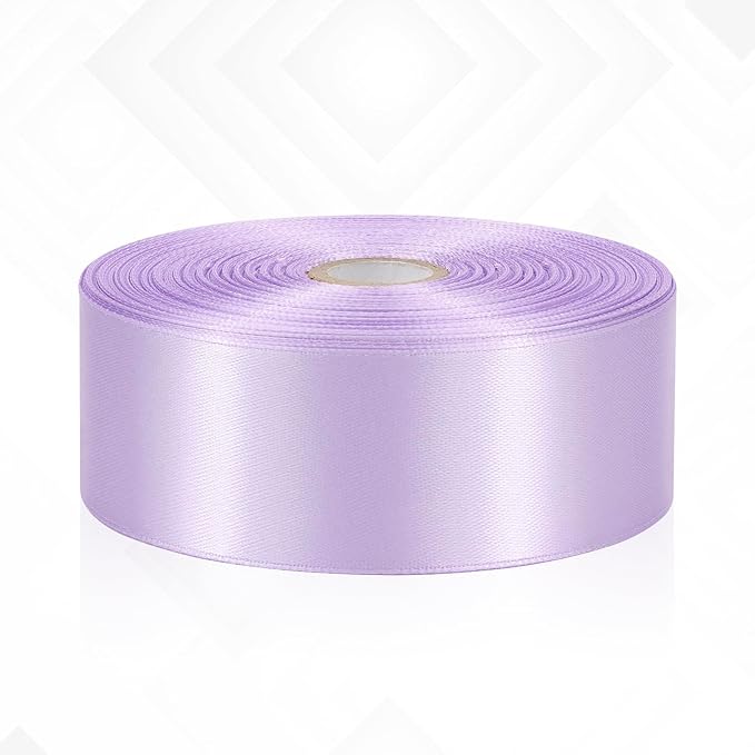 Light Purple Satin Ribbon 1-1/2 Inch 60 Yards, Solid Polyester Fabric Ribbon for Eternal Flower, Gift Wrapping, Crafts, Floral Arrangement, Wedding, Easter