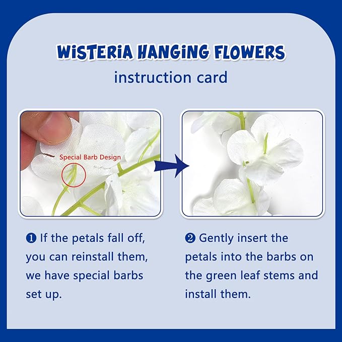 5 Pack Royal Blue Wisteria Hanging Flowers Garland, 3.77 Feet Artificial Flower Vines, Fake Wisteria, Artificial Vines Hanging Garland for Backdrop Outdoor Yard Garden Decor