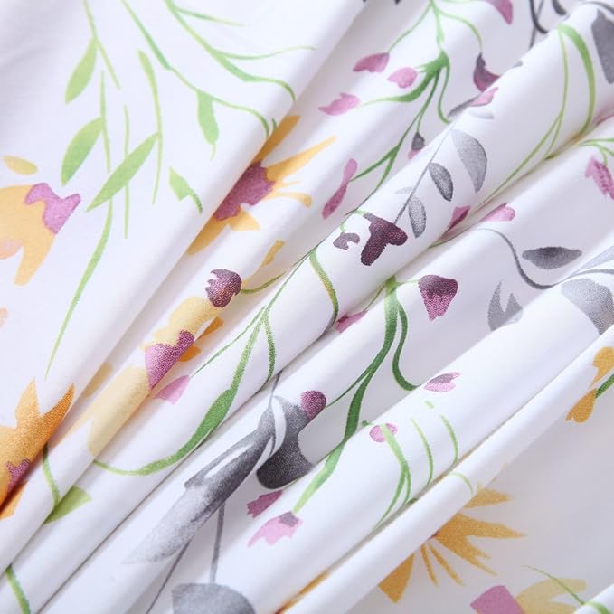 Brandream Floral Print Luxury Duvet Quilt Cover Set Queen Size Bedding Set Soft