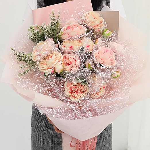 1Roll Flower Wrapping Mesh Paper Snow Dot Yarn Floral Bouquet Gift Packaging Paper Craft Net Paper Florist Supplies for Wedding Mothers Day Valentines Day 19.7inch x 4Yard (Light Purple)