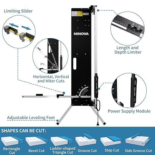 Foam Cutter Machine, 220W Air Cooling System, Electric Hot Wire Cutter with 10 Cutting Wires, Scaffolding Holder for PE, EPS, XPS, EVA Foam, EPE, PU, KT Board Cutting
