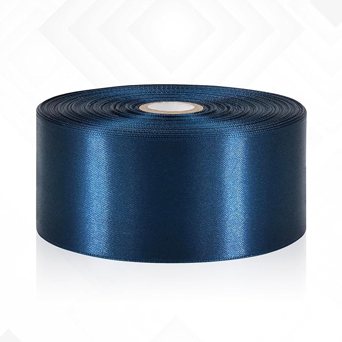 Navy Blue Ribbon 2 Inch, 60 Yards Dark Blue Satin Ribbon for Gift Wrapping, Crafts, Birthday Party, Flower Bouquet, Bows, Wedding and Festival Decor