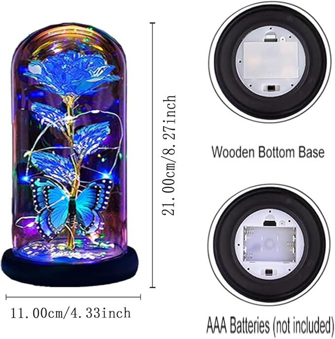 Womens Gifts for Christmas,Christmas Flowers Gifts for Women Mom Sister Grandma Wife Girlfriend, Rose Gifts for Mom,Xmas Gifts Her,Glass Flowers Light Up Rose for Women Blue