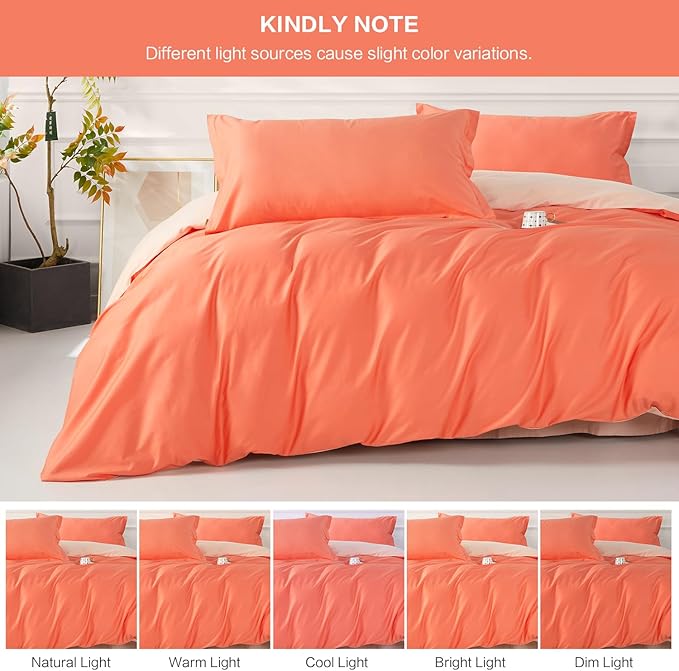 SAPHREAS Orange Duvet Cover Twin Size 2 Pieces Extra Soft Bedding Set, Includes 1 100% Cotton Duvet Cover 68"x90" with Zipper Closure & 1 Pillow Sham, Comforter Not Included