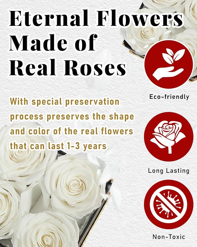Changshunqi Forever Flowers, Preserved Real Roses in a Box Last 2-3 Years, Preserved Flowers Birthday Gifts For Womem Mom Roses Gifts for Her Girlfriends Friend Eternal Flowers Gift