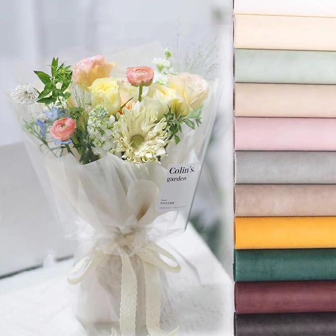 LLBWKC 20 Sheets Flower Wrapping Papers, Korean Cotton Wrapping Flower Paper, Non-Woven Floral Wrapping Paper, Waterproof Flower Bouquet Wrapping Papers for Florist Supplies, Gift Packaging 23x23 in