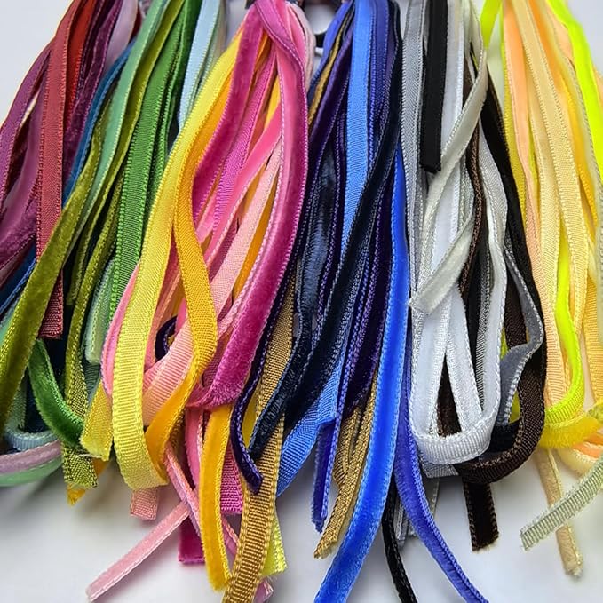 Chenkou Craft 30 Yards 1/8" (3mm) Velvet Ribbon Total 30 Colors Assorted Lots Bulk (Multicolored, 1/8"(3mm))