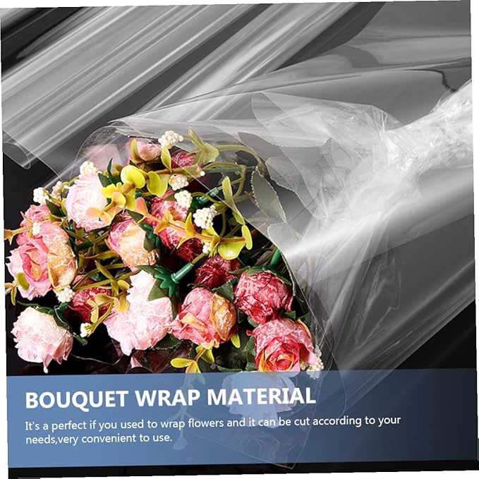 TOYANDONA Transparent Opp Flower Wrapping Paper Floral Packing Material for Bouquets Wrapping DIY Crafts Wide Cellophane Wrap for Wedding Birthday Anniversary