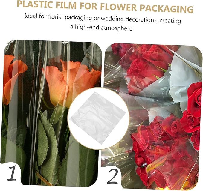 SHERCHPRY 100pcs Transparent Cellophane Wrapping Paper for Floral Bouquets Clear Wrap Easy to Trim DIY Flower Arrangement Film for Presentation and Craft Use