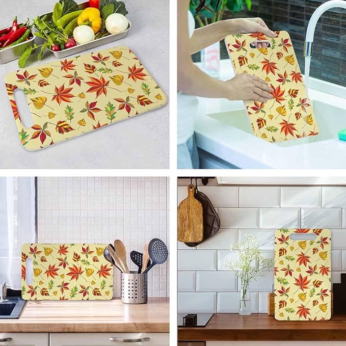 Autumn Leaves Cutting Board Beautiful Leaf Grip Handle Chopping Boards Cutting Board for Kitchen Plastic 16" x 10" x 0.24"