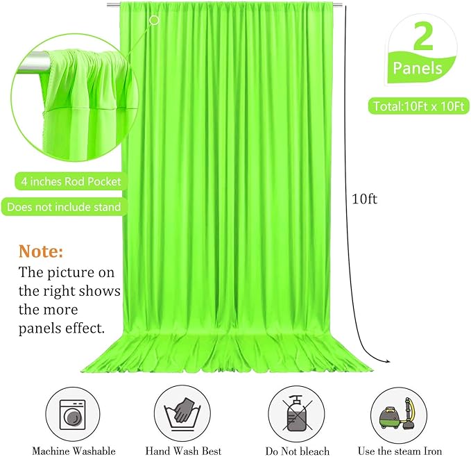 10 x 10 Feet Light Green A Backdrop Curtain for Partie, Background Curtains for Photoshoot, Birthday, Wedding, Halloween, Thanksgiving, Christmas, New Year Party Decorations 5Ft x 10Ft, 2 Panels