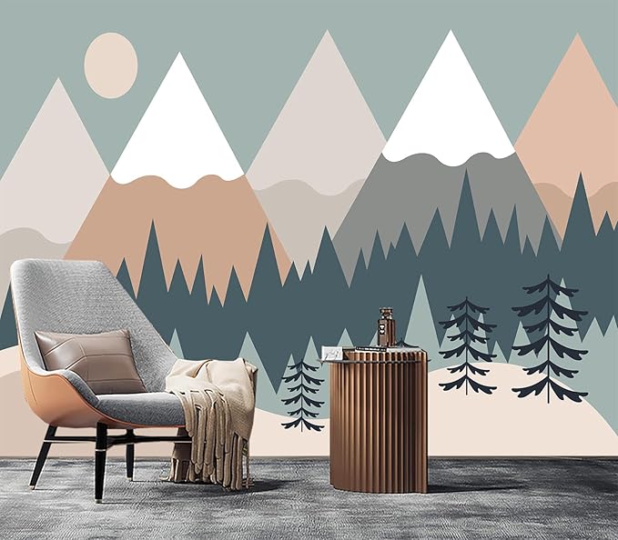 Eierme-Baby Mural Photo Wallpapers with Mountains Sun Trees Peel and Stick 160" x 114"