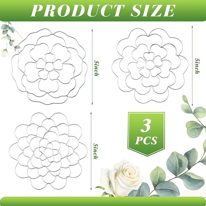 Hotop 3 Pcs Flower Arrangement Holder Floral Grid Flower Frog Tool Wire Stainless Steel Easy Arranger Floral Organizer for Vase Stems Bouquets(4.92'' Dia,Lovely Style)