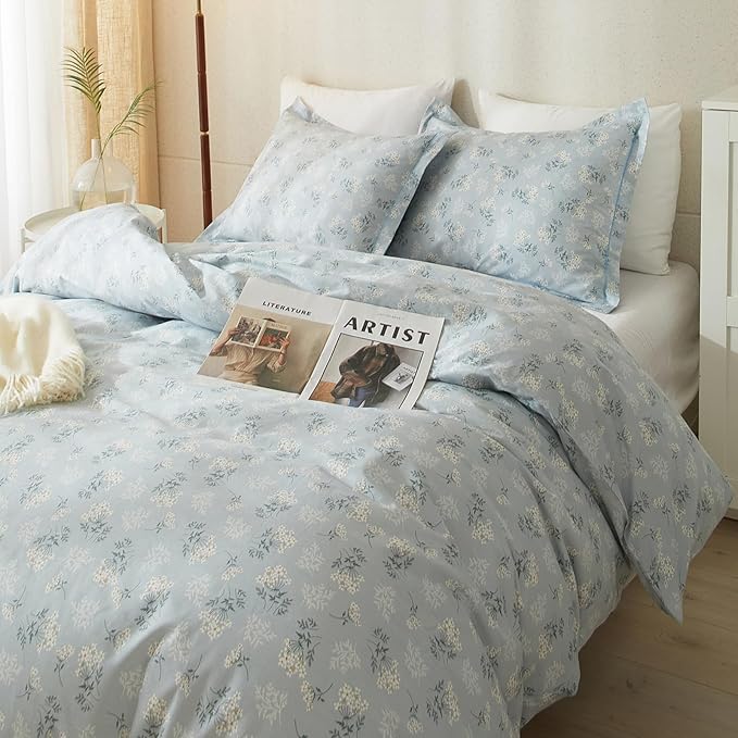 HighBuy Farmhouse Floral Comforter Sets Full Blue Floral Bedding Comforters for Full Size Bed,Comfy Soft Cute Flower Full Comforter Set for Women Girls Botanical Flowers Bedroom Collection, HBCOM49-F