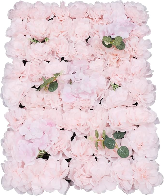 3D Flower Wall Panel Floral Backdrop,6PCS Artificial Flower Wall Background Silk Rose Mat, Artificial Flower Backdrop Faux Flower Panel for Wedding