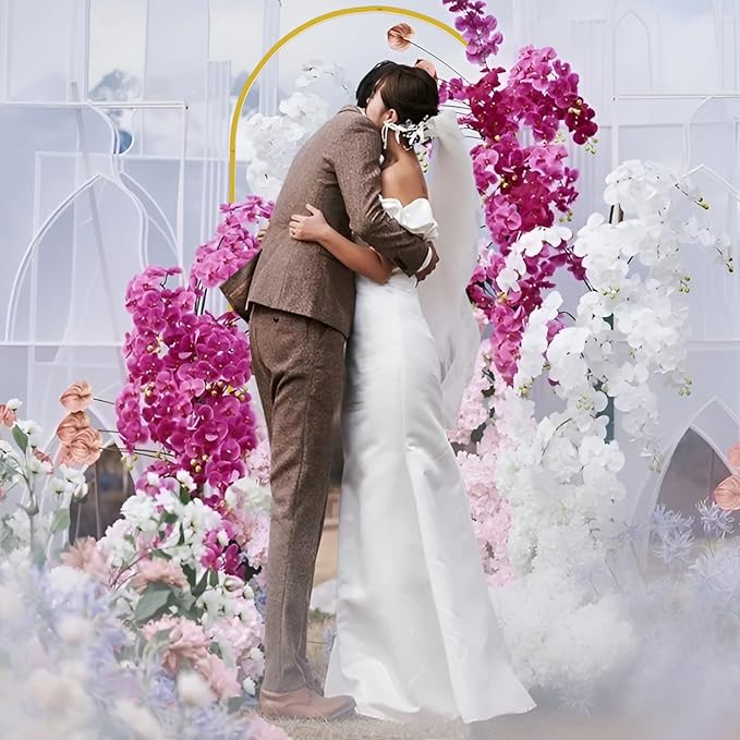 Fomcet 6FTx2.6FT Metal Gold Wedding Arch Backdrop Stand Balloon Arched Frame for Ceremony Birthday Party Graduation Bridal Baby Shower Anniversary Background Decoration