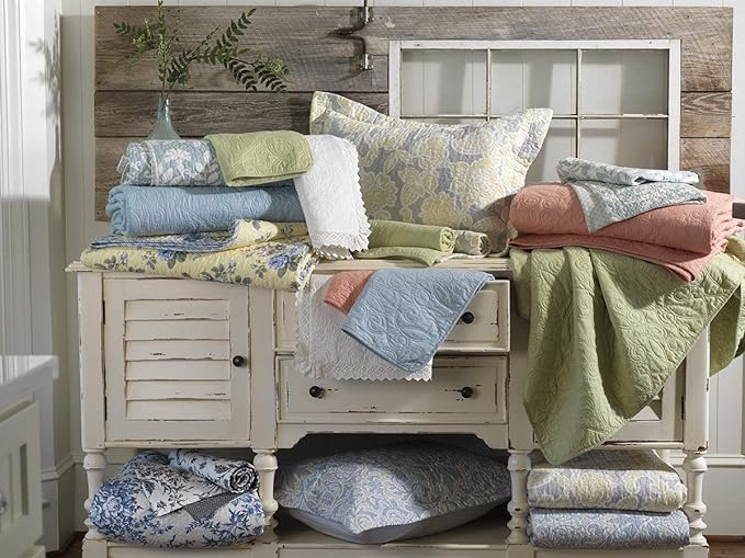 Laura Ashley - King Quilt Set, Reversible Cotton Bedding with Matching Shams, Home Decor for All Seasons (Bedford Mocha, King)