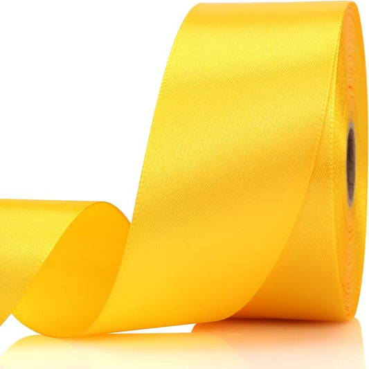 1-1/2 Inch 30 Yards Yellow Solid Satin Ribbon for Gift Wrapping,Craft Floral Bouquets,Wedding Party,Timeless Flower,Decoration Floral Hair,Balloons