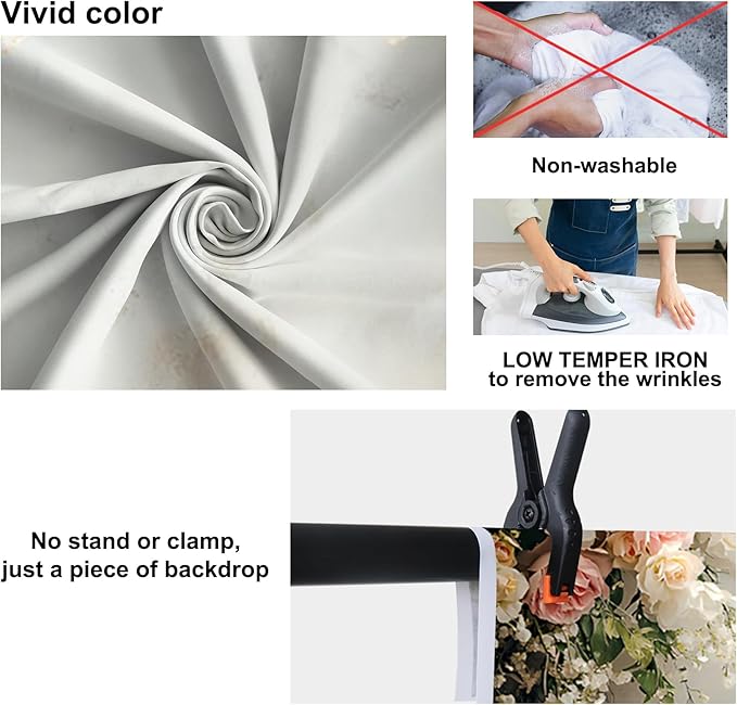 Baocicco 8x6.5ft Vinyl Flowers Wall Photography Backdrop Vinatage Wall White Pink Floral European Style Background Outdoor Wedding Birthday Party Banner Supplies Garden Home Decor Studio Props