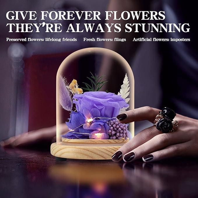 Preserved Roses & Fresh Flowers Bouquet – Gift for Women, Roses That Last Forever, Flowers for Delivery Prime, Birthday, Mother’s Day & Christmas
