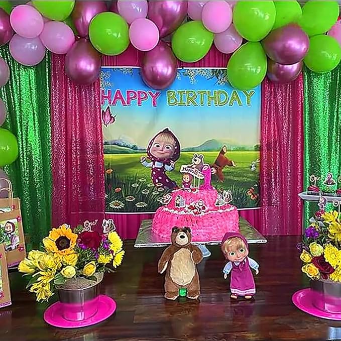 Hot Pink Sequin Backdrop Curtain 2FTx8FT 4 Panels Glitter Metallic Background Drapes for Wedding Baby Shower Birthday Parties Photography
