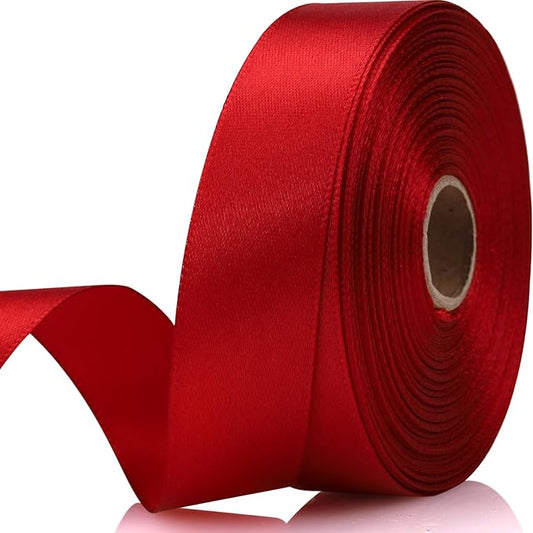 7/8 Inch 30 Yards Wine red Satin Craft Ribbon-Single Face Polyester Ribbon for Handmade Roses,Gift Wrapping,Timeless Flower,Bouquets,Wedding and Party Decoration