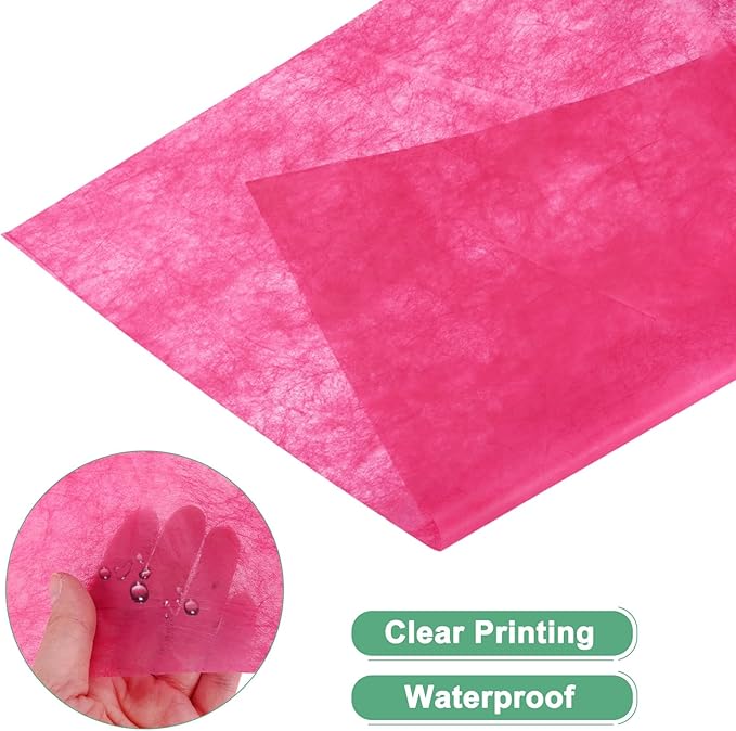 M METERXITY 38-Sheet Korean Cotton Wrapping Flower Paper, 11.8 Inch Waterproof Floral Wrapping Cotton Paper for Bouquets/Gift Packaging [Hot Pink]