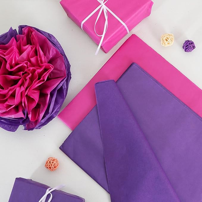 BEISHIDA 100 Sheets Dark Purple Tissue Paper Bulk, Wrapping Tissue Paper for Gift Bags, 14 x 20 Inch Gift Wrap for Halloween Birthday Graduation DIY Crafts Holiday Flowers
