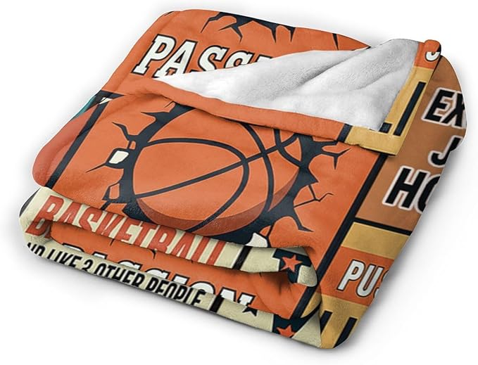 Basketball Blanket for Boys Basketball Sport Throw Blanket Soft Cozy Fleece Fuzzy Stuffed Plush Flannel Gifts for Girls Women Kids Adults 40''x50''