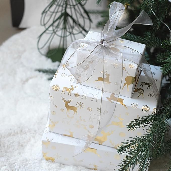 100 Yards Gold & Silver Sheer Organza Ribbons for Bow Making, Gift Wrapping, Christmas Decoration