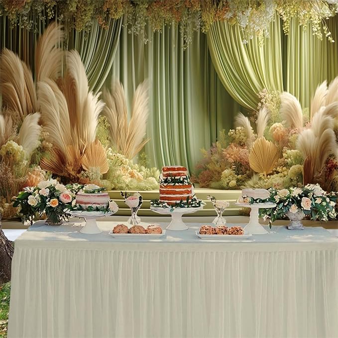 Baocicco Green Wedding Curtains Backdrops 15x10ft Fairytale Flowers Fantasy Engagement Photography Background for Bridal Shower Anniversary Decorations Birthday Bride to Be Party Banner Photo Booth