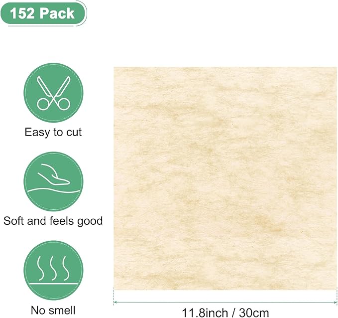 M METERXITY 152-Sheet Korean Cotton Wrapping Flower Paper, 11.8 Inch/ 30cm Waterproof Floral Wrapping Cotton Paper for Bouquets/Gift Packaging [Khaki]