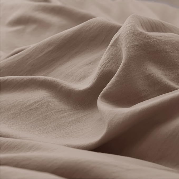 Bedsure Khaki Duvet Cover Twin/Twin XL Size - 2 Pieces Prewashed Cotton-Like Extra Soft Bedding Set, Includes 1 Twin Duvet Cover 68x90 Inches with Zipper Closure & 1 Pillow Sham, No Comforter