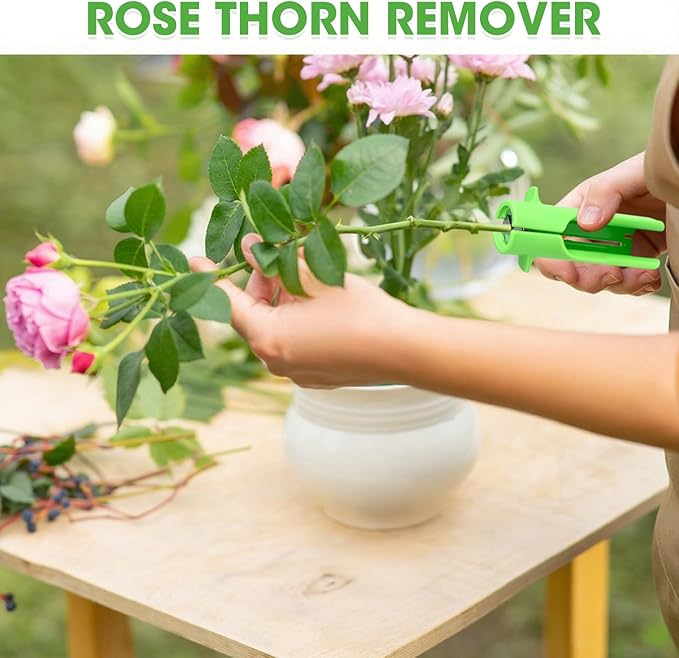 Rose Thorn Stripper Tool, Flower Stem Cutter - Spring Loaded Throne, Leaf & Stem Stripper, Easy Grip Plastic Gardening Tool for Stem & Flower Cutter