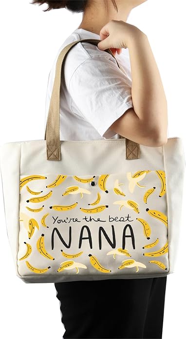 BLUPARK Nana Gift Nana Tote Bag Grandma Gift Nana Canvas Tote Bag Funny Nana Bag Bananas Theme Gift Grandma Shopping Bag