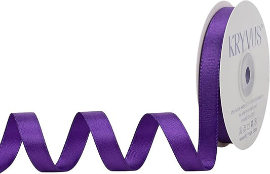 Double Faced Purple Satin Ribbon, 1/2 Inch X 25 Yards Polyester Ribbon for Gift Package Wrapping, Crafts, Bow Making, Sewing, Flower Bouquet, Wedding Party Decor