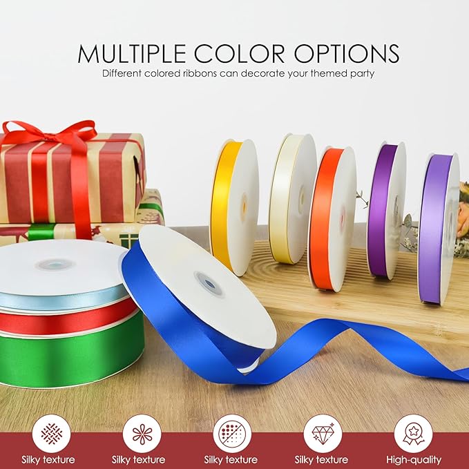 100 Yards 3/8 inch Satin Ribbon, Fabric Ribbon Solid Color Perfect for Gift Wrapping, Wedding, Handmade Bows, Floral Bouquets and Party Decoration(Wine red)