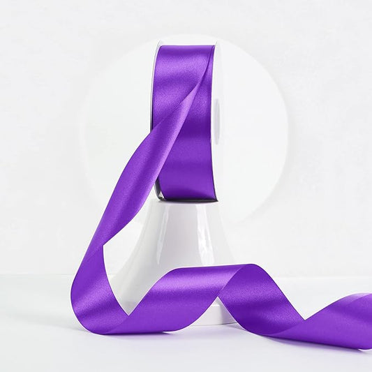 MEEDEE Purple Satin Ribbon 1-1/2 Inch Purple Ribbon Lux Double Faced Satin Ribbons by 50 Yards Polyester Satin Ribbons for Crafts, Weddings, Flower Bouquet, Holiday Decorating