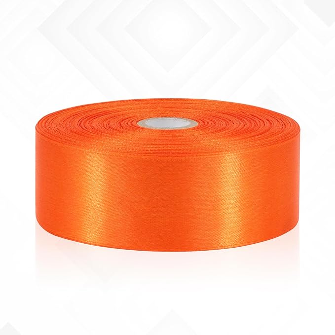 Orange Ribbon 1-1/2 Inch x 60 Yards, Orange Satin Ribbon for Gift Wrapping, Flower Bouquet, Baby Shower, Crafts, Birthday, Wedding and Handmade Roses