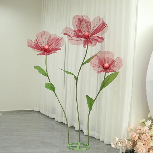 Giant Flowers for Decoration,Wedding Reception Essential Decoration,5.6 Ft Tall Artificial Silk Flower,Party Banquet Background Decor,Home Decor（Red）