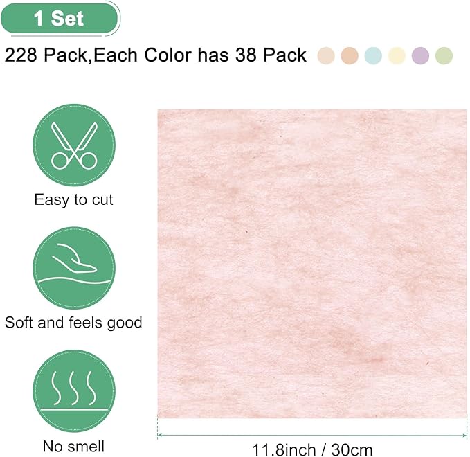 M METERXITY 228-Sheet Korean Cotton Wrapping Flower Paper, Waterproof Floral Wrapping Paper for Bouquets/Gift Packaging [Tender Pink, Beige, Green, Sky Blue, Light Purple, Bright Beige]