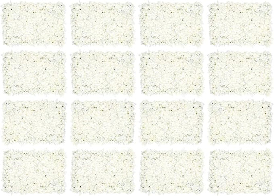 Flower Wall Panels, 20Pcs Artificial Flower Wall 3D Flower Wall Backdrop, 20-Piece Set of White Rose Floral Backdrop for Wedding Home Decoration (White, 23.6 * 15.7in)