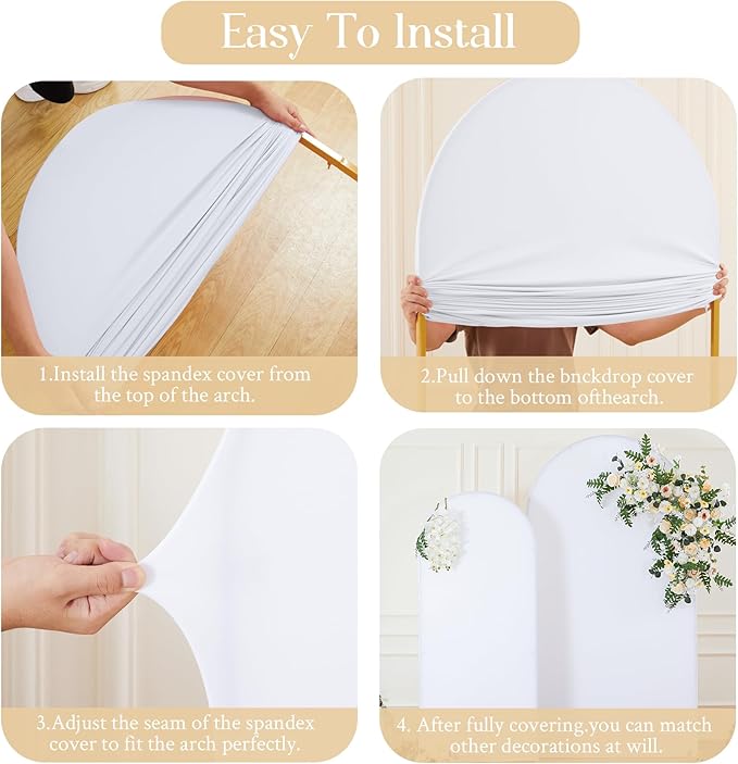 White Arch Backdrop Cover Set of 2 Birthday Party Arch Covers 7.2 and 6ft Wedding Arch Cover Stretchy Backdrop Bridal Baby Shower Birthday Arch Covers Spandex