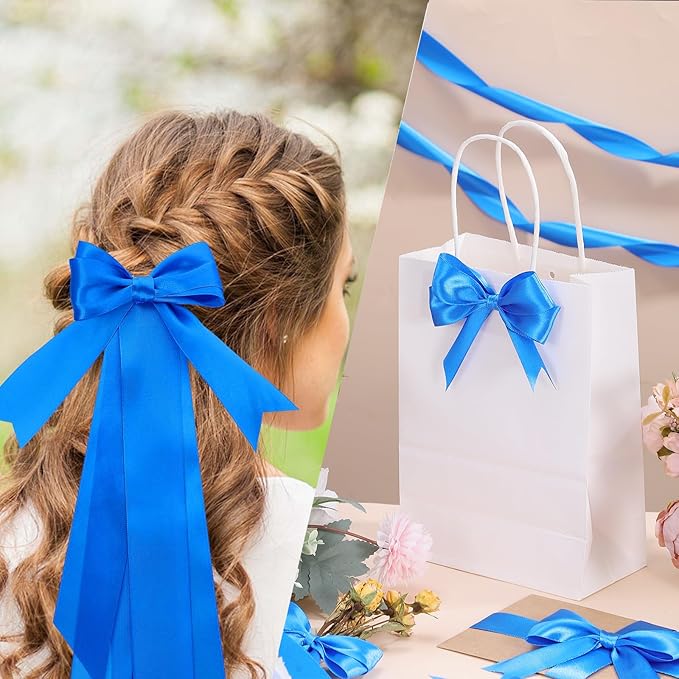 Royal Blue Ribbon 1 inch 50 Yards Blue Satin Ribbon for Lei Crafts Bows Gift Wrapping Flower Bouquet Christmas Decorations