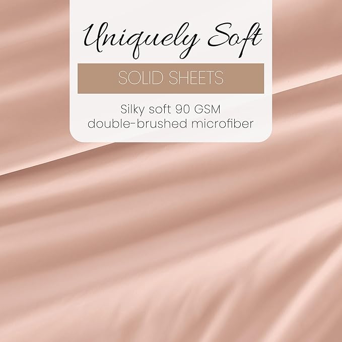 Linen Market Brushed Microfiber King Sheet Set 4 Piece – Oeko-TEX Certified Ultra Soft & Wrinkle-Free - 16" Deep Pocket Sheets - Easy Care King Size - Blush