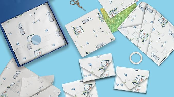 Pro Supply Global Golfing Printed Tissue Paper for Gift Bags or Boxes and Wrapping - Golf Bulk Decorative Art Tissue Paper for Packaging and Gifting | 24 Sheets 20" x 30"