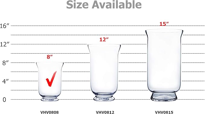 WGV Unique Bouquet Vase, 5.5" W, 8" H, Clear Short Hurricane Glass Candle Holder, Floral Planter Terrarium, Home Wedding Event Decor, 1 Piece (VHV0808)