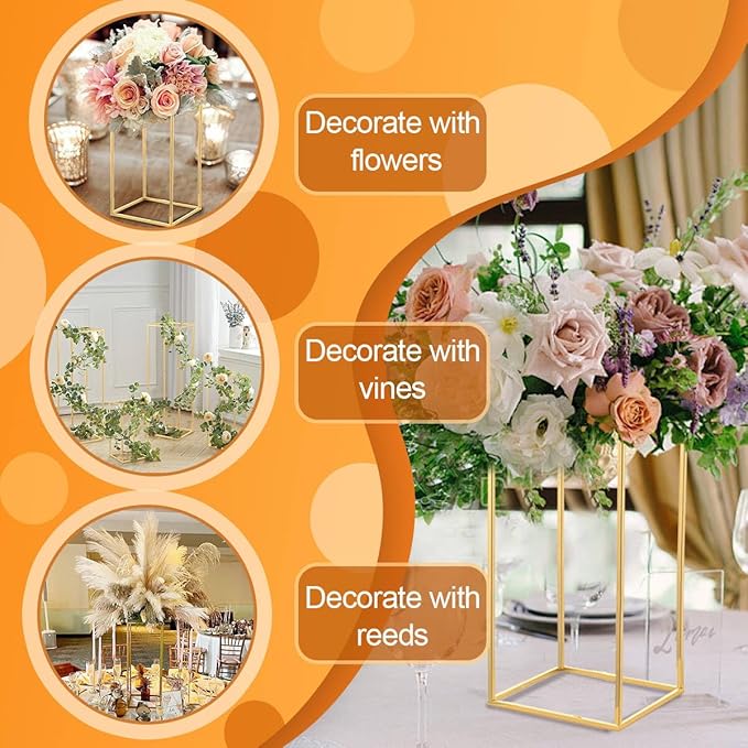 10pcs Gold Wedding Table Centerpiece,Gold Centerpiece,Metal Flower Vase for Birthday Party Event Home Decor(15.7inch)